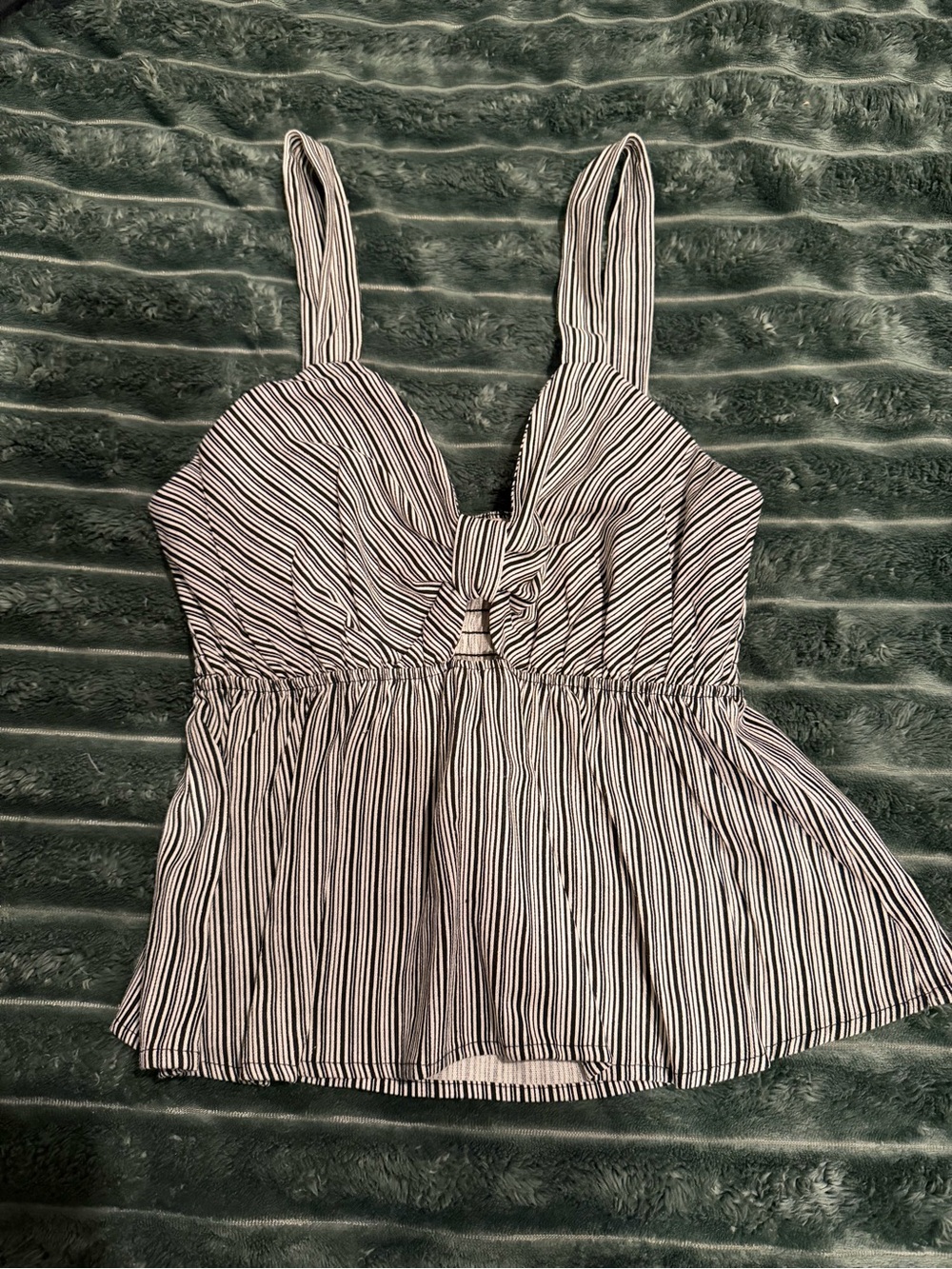 Striped Black & White Tie-Front Tank Top